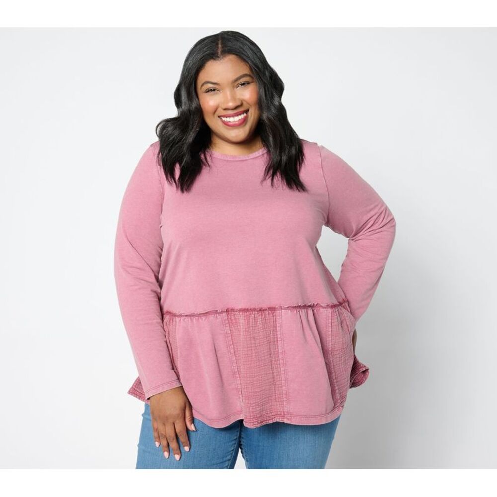 Farmers Defense Women's Top Sz XL LOGO Life by Lori Goldstein Pink A660286